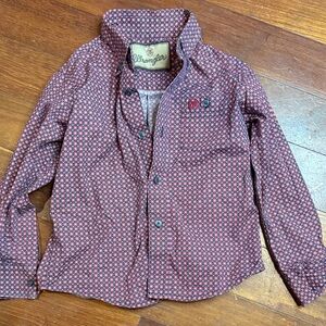 Wrangler Kids Burgundy and Navy Button Down Shirt